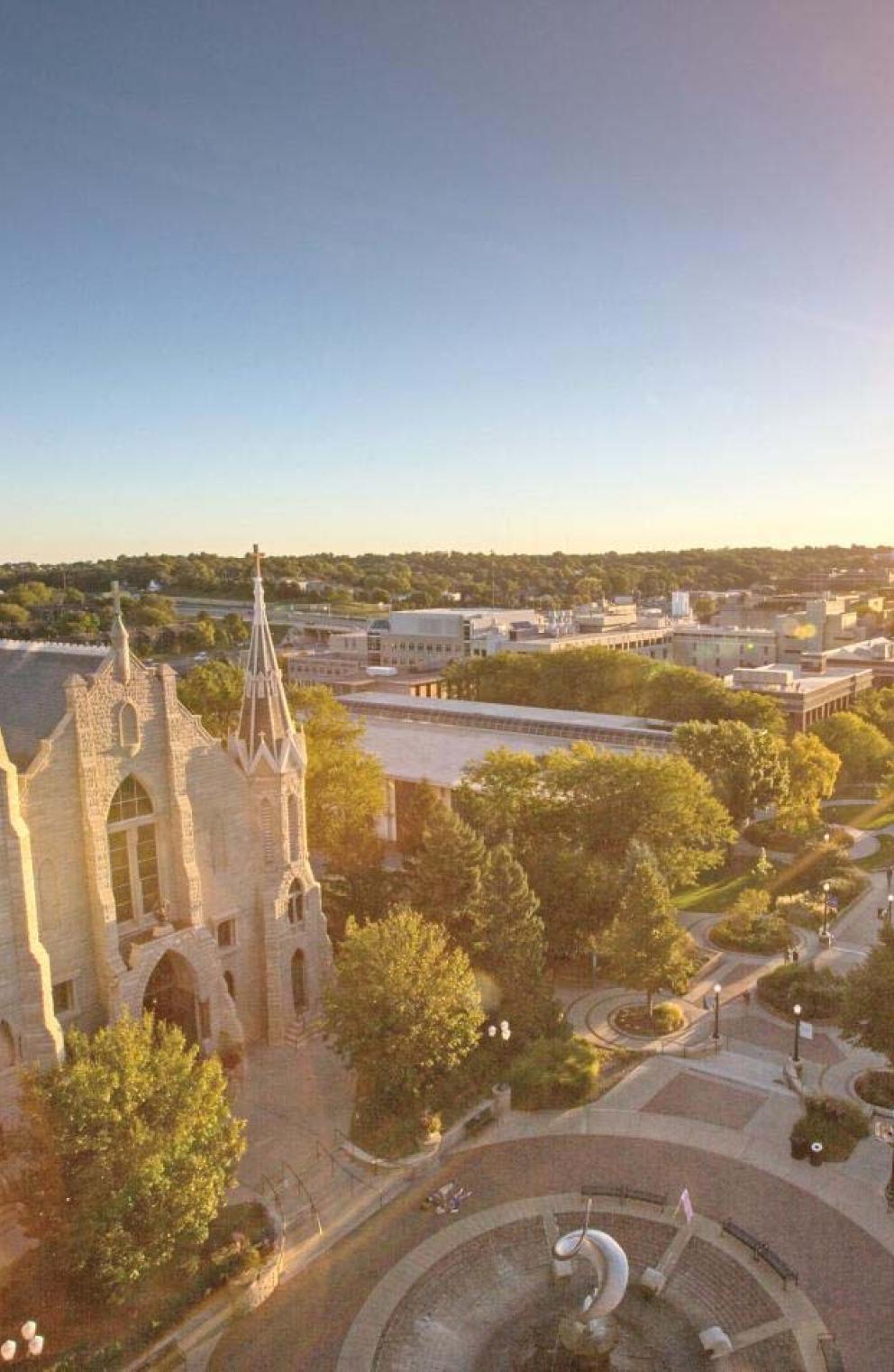 Creighton sunrise over campus view.